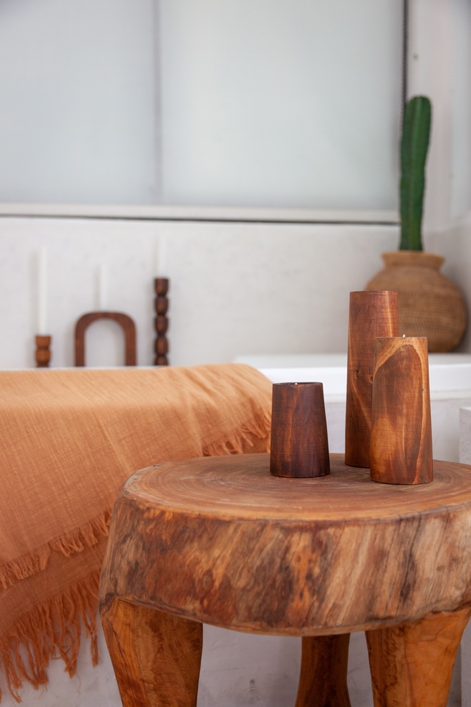 Cylinder Pine Candlestick Holder