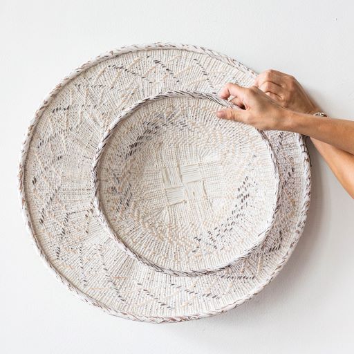 White Washed Flat Baskets