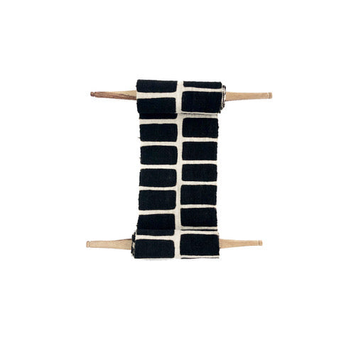 Community Bogolan Wall Totem in White with Black Rectangles
