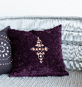 [PW-CCTB01-Pr-10] Copper Clover Trade Bead Pillow (Square, Eggplant)