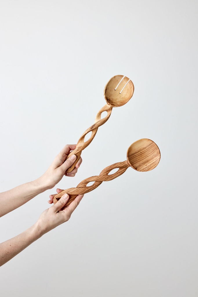 Mombasa Twist Carved Salad Servers