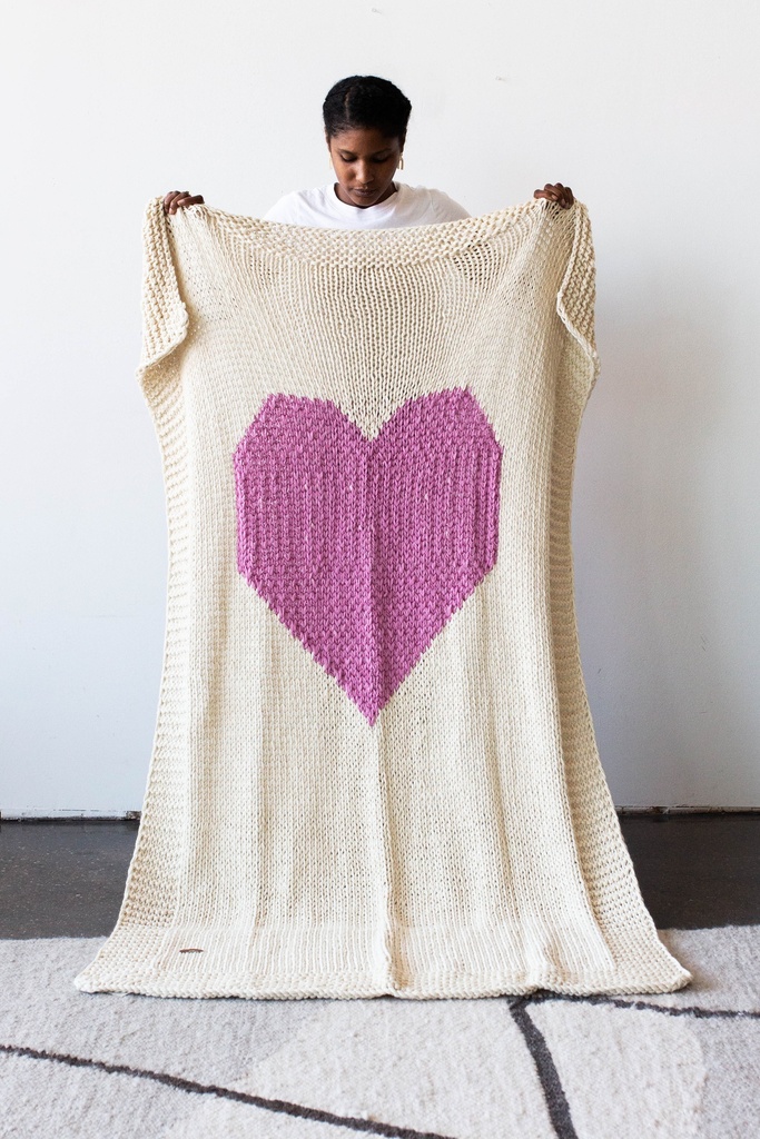 Hand Knit Heart Blanket