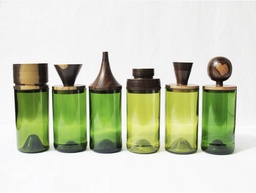 Wooden Topped Green Apothecary Jars