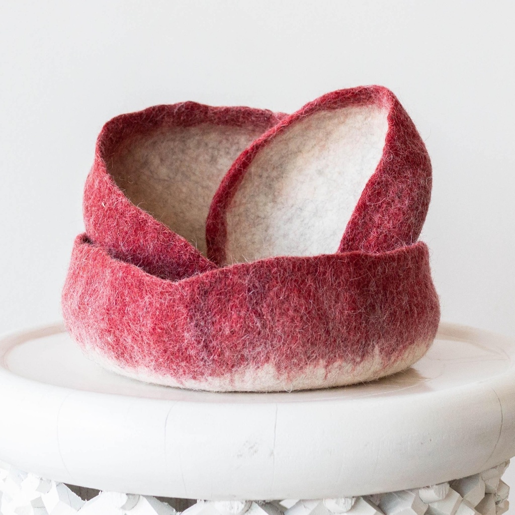 Berry Hand Felted Nesting Bowls