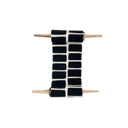 Community Bogolan Wall Totem in White with Black Rectangles